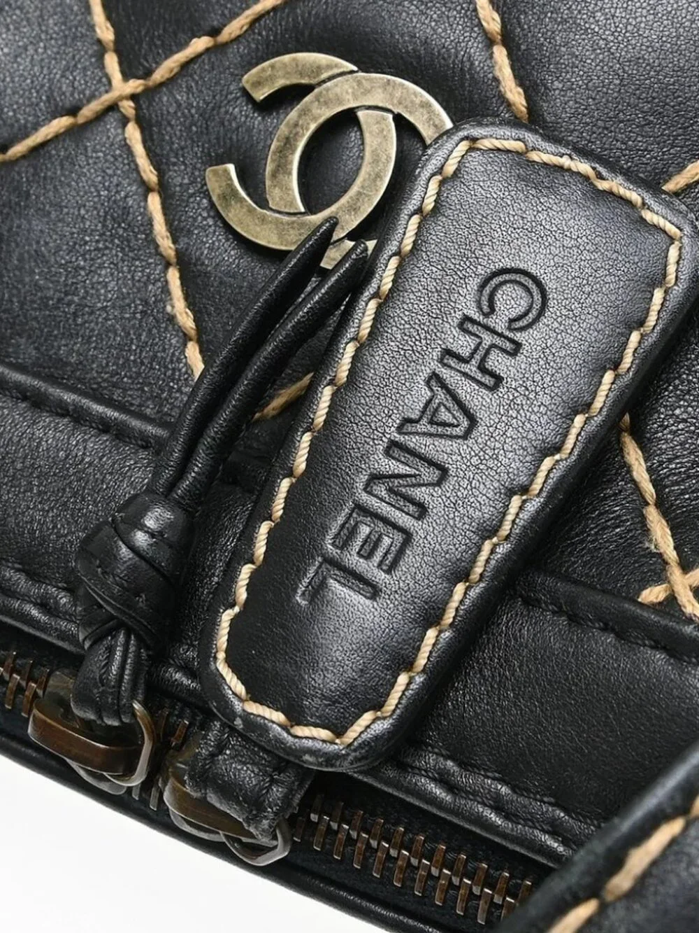 Chanel Black Calfskin Wild Stitch Handbag